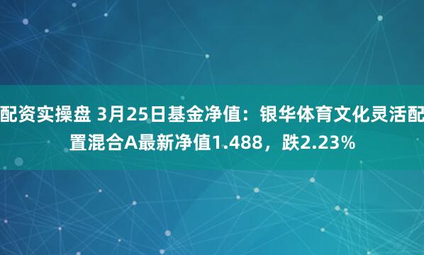 配资实操盘 3月25日基金净值：银华体育文化灵活配置混合A最新净值1.488，跌2.23%