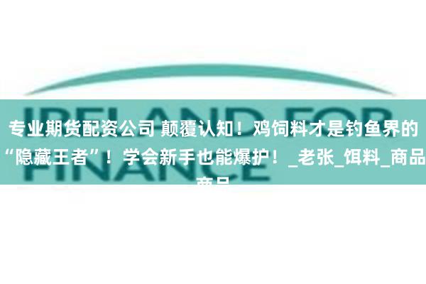 专业期货配资公司 颠覆认知！鸡饲料才是钓鱼界的“隐藏王者”！学会新手也能爆护！_老张_饵料_商品