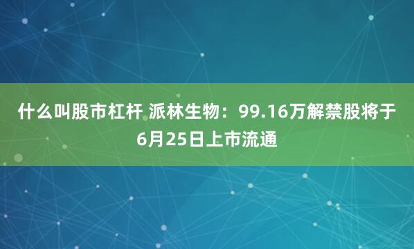 什么叫股市杠杆 派林生物：99.16万解禁股将于6月25日上市流通