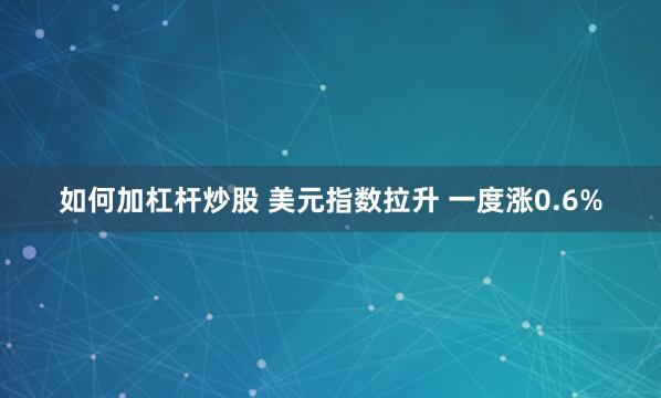 如何加杠杆炒股 美元指数拉升 一度涨0.6%