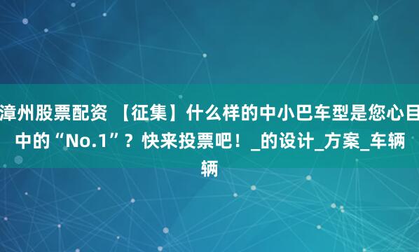 漳州股票配资 【征集】什么样的中小巴车型是您心目中的“No.1”？快来投票吧！_的设计_方案_车辆