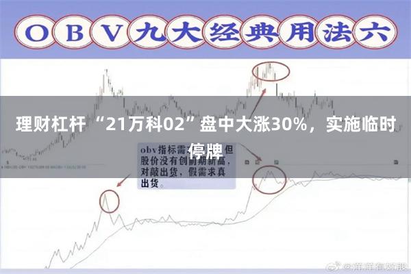 理财杠杆 “21万科02”盘中大涨30%，实施临时停牌